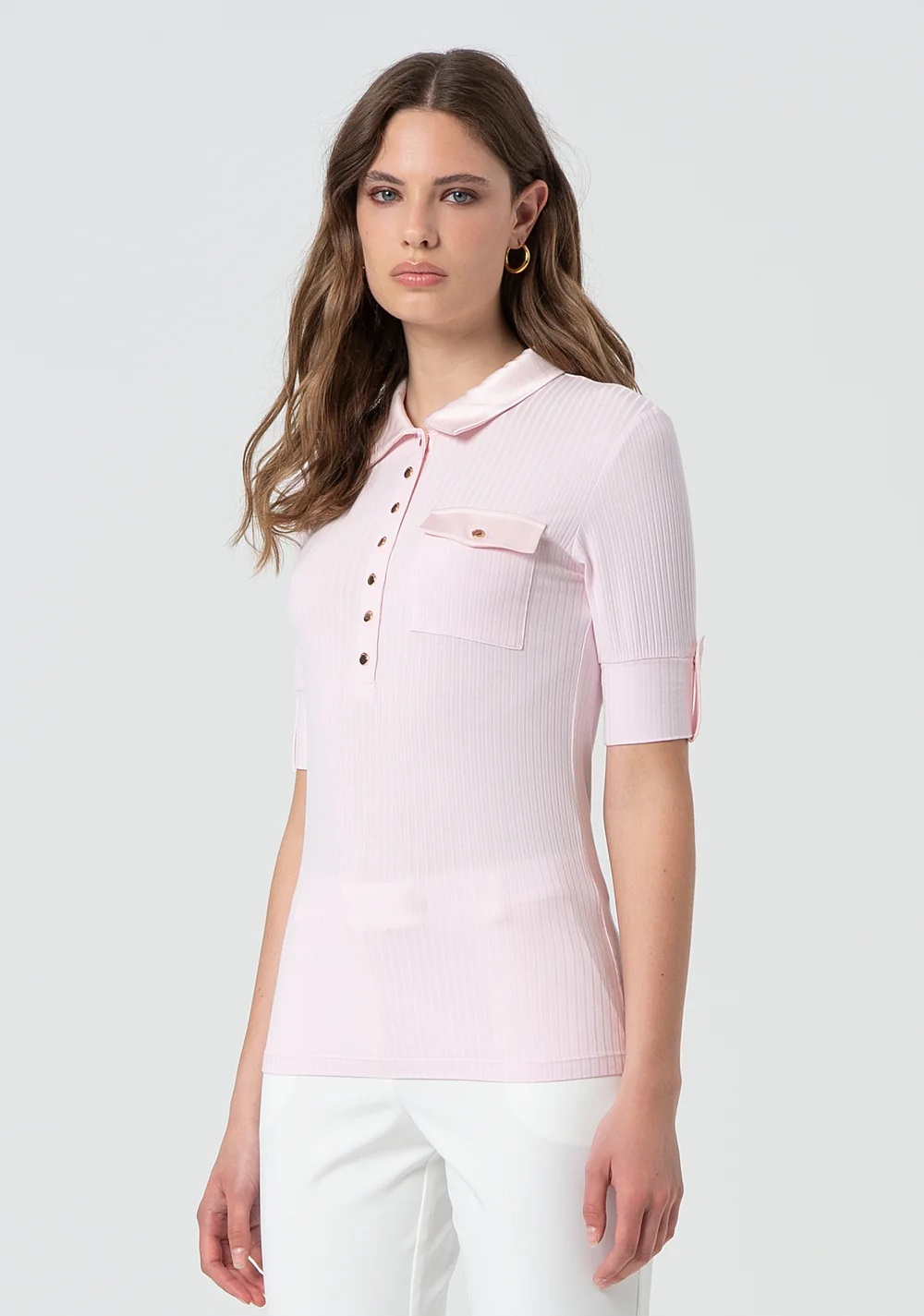 CAMISETA POLO ROSA CLARO