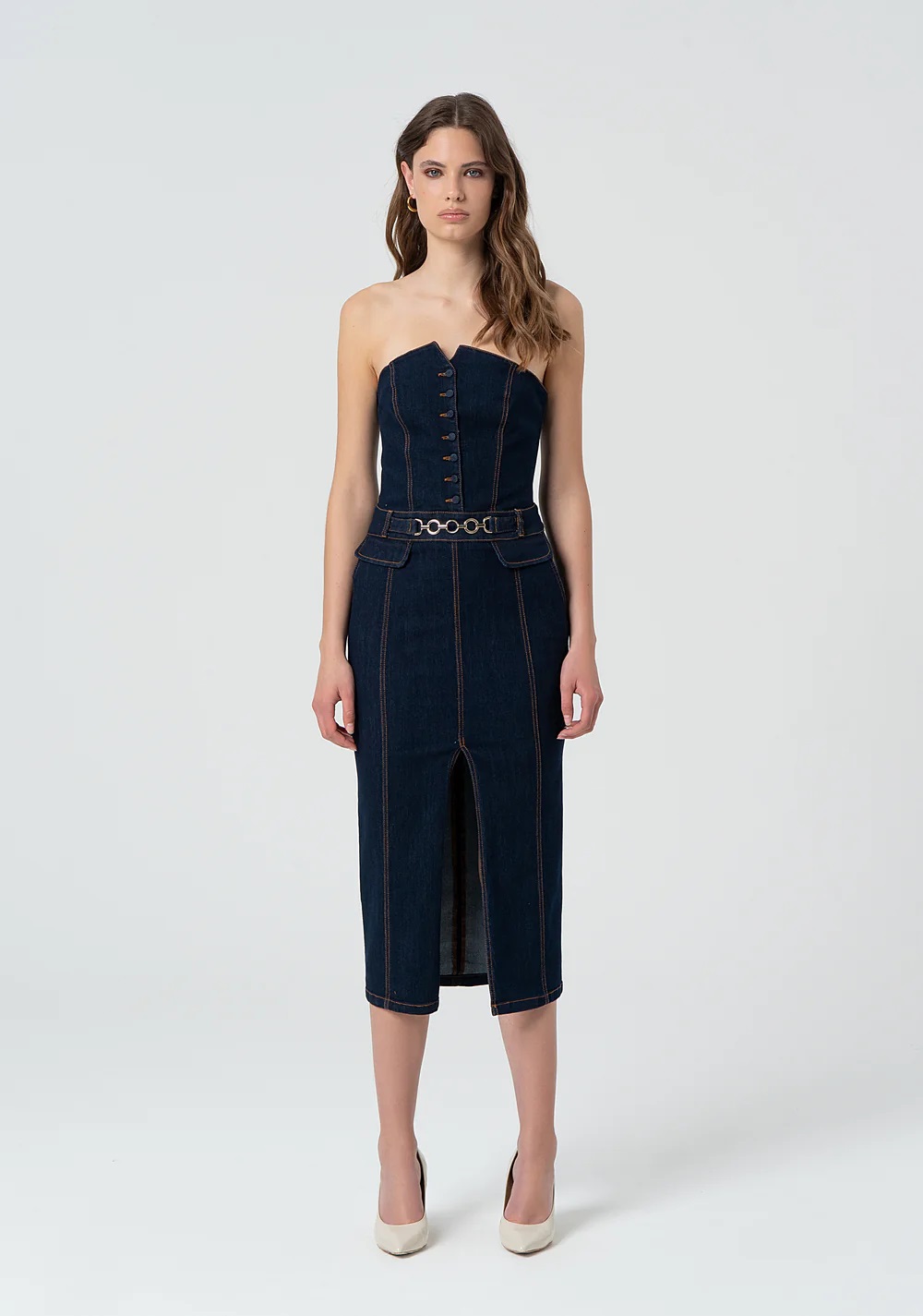 VESTIDO VAQUERO CADENA CINTURA