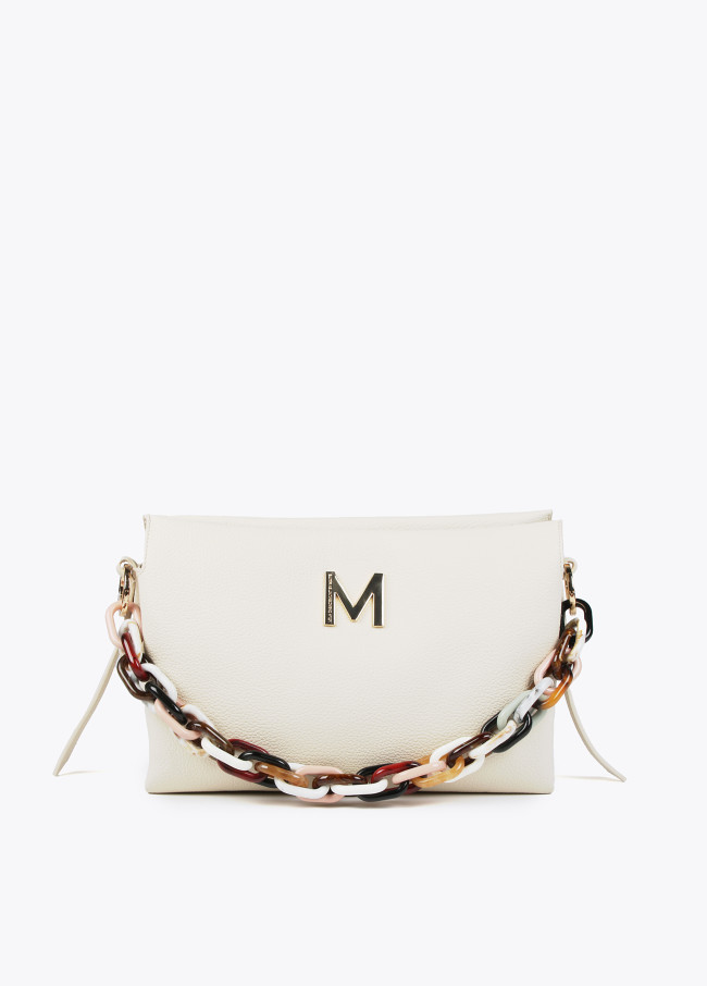 BOLSO BEIGE ASA ESLABONES COLORES