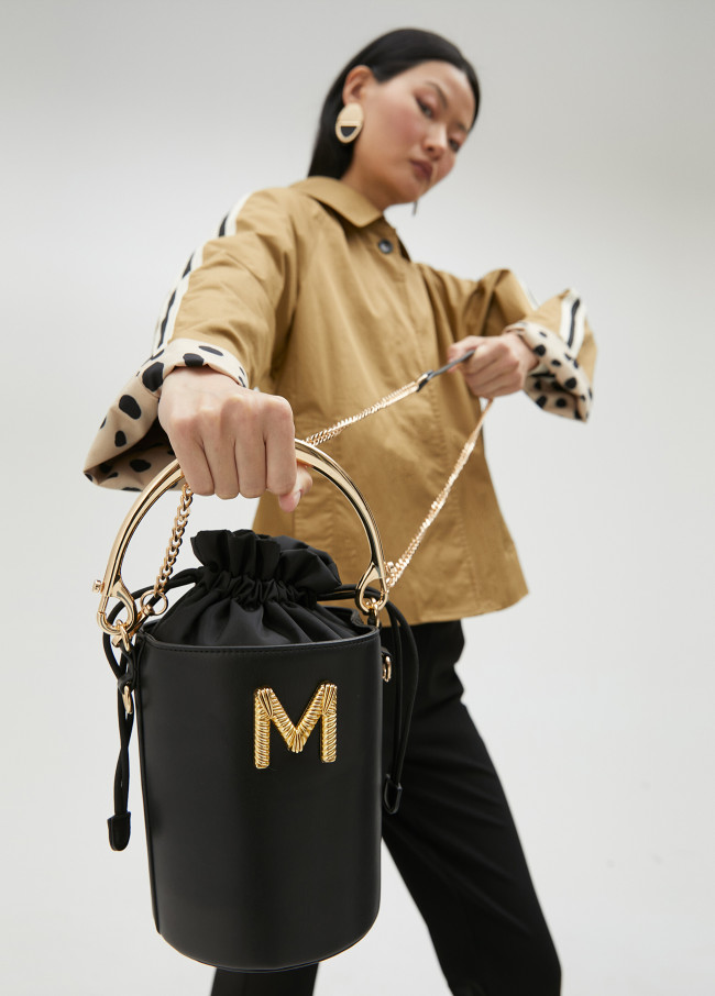 BOLSO BOMBONERA ASA METÁLICA NEGRO