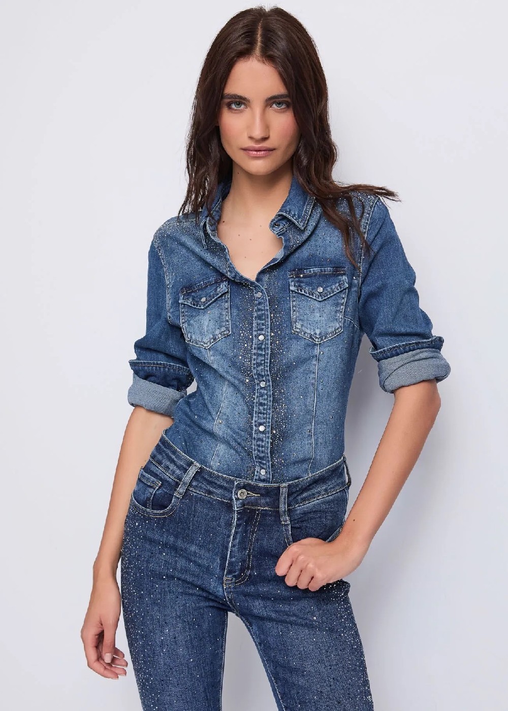 CAMISA VAQUERA ALGODÓN STRASS
