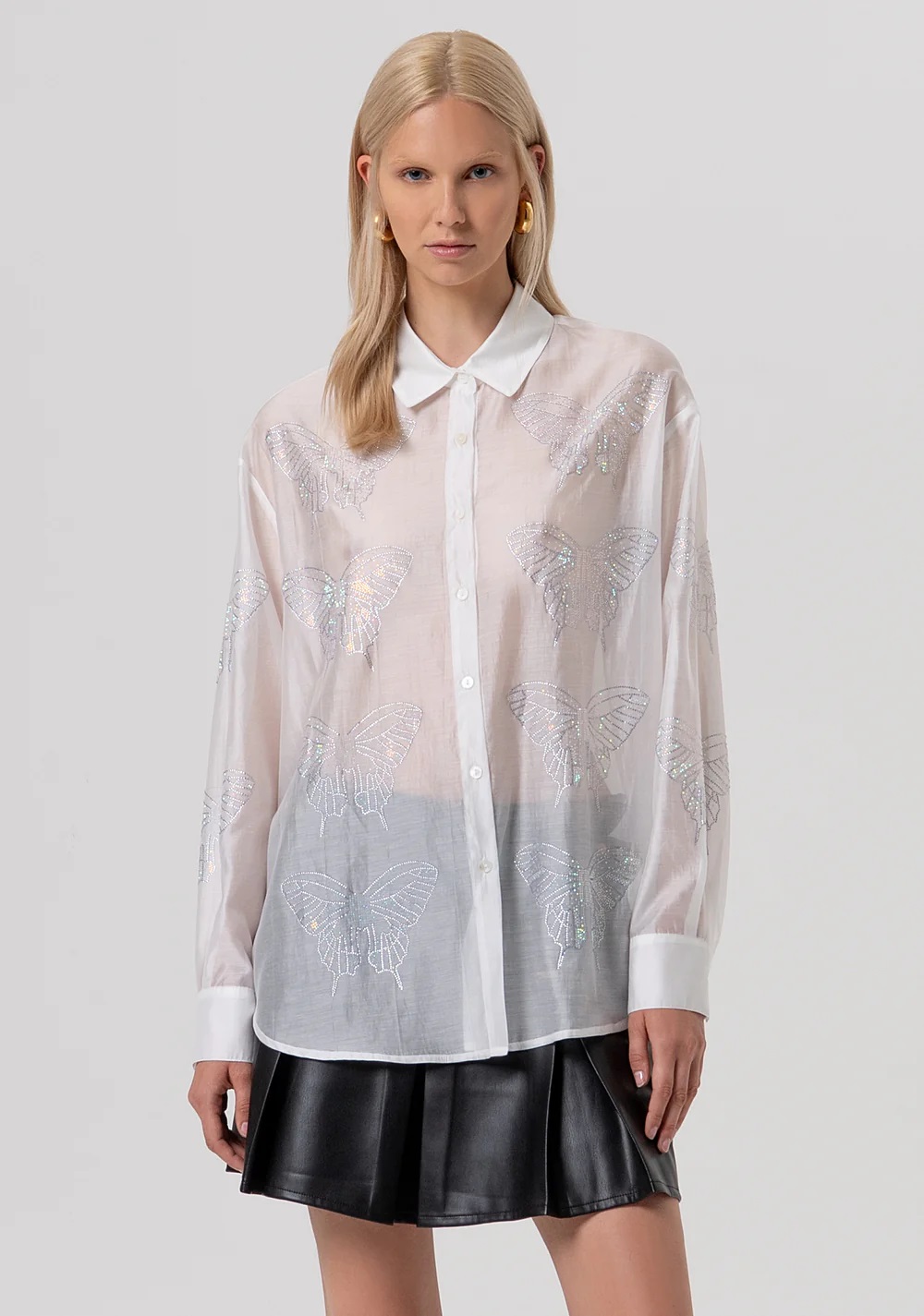 CAMISA ORGANZA BLANCA MARIPOSAS STRASS