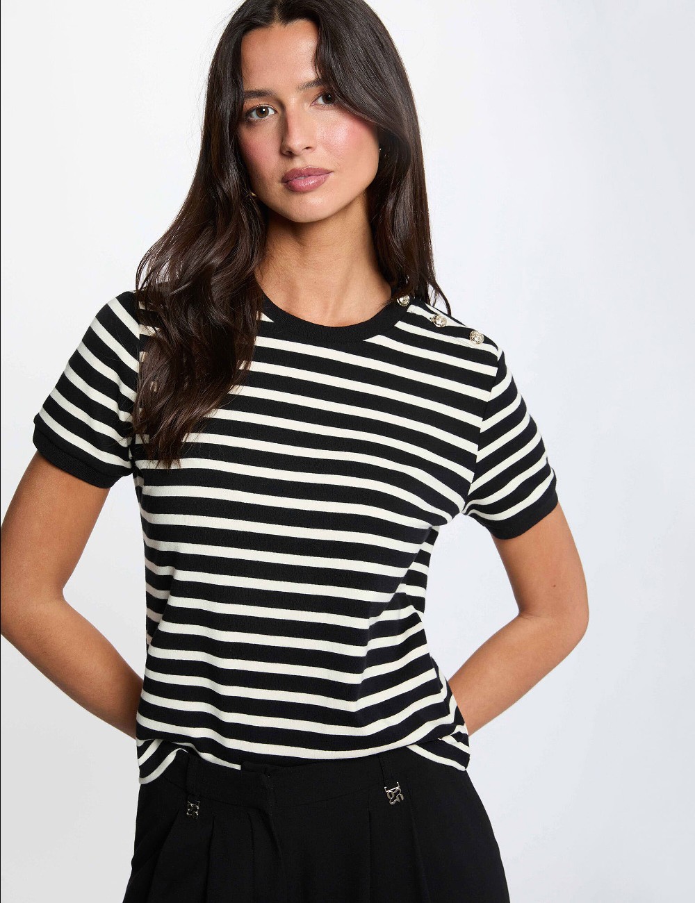 CAMISETA RAYAS NEGRO DFARO