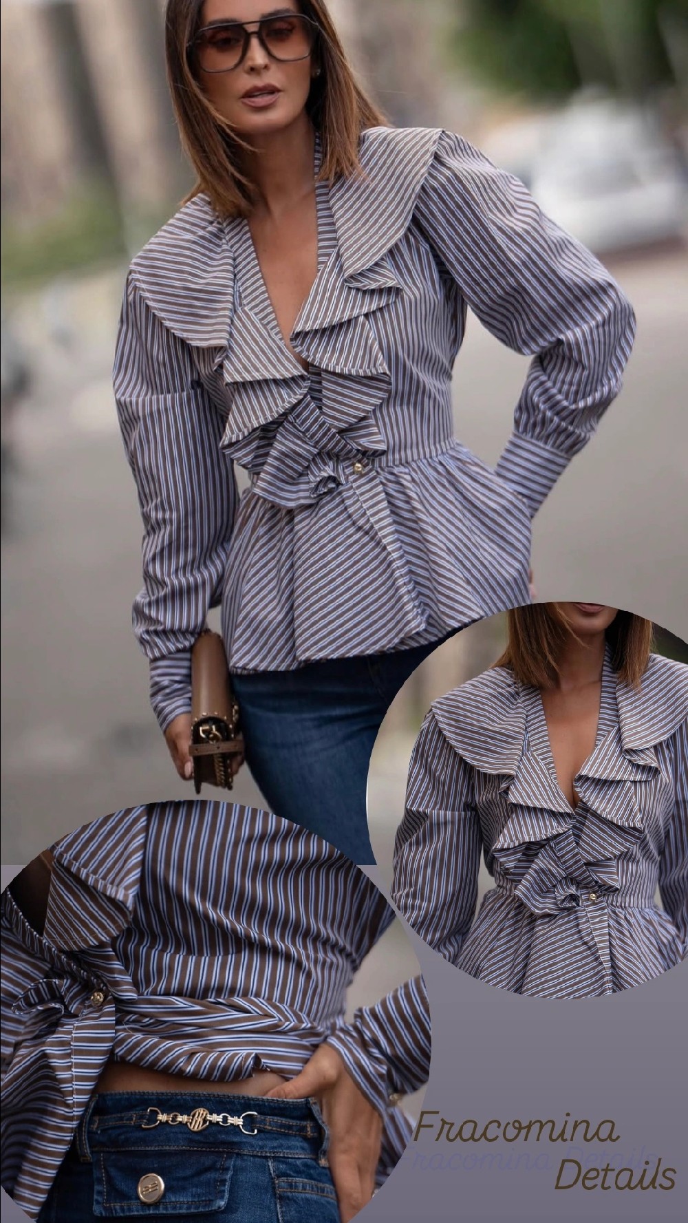 CAMISA VOLANTES RAYAS FRACOMINA