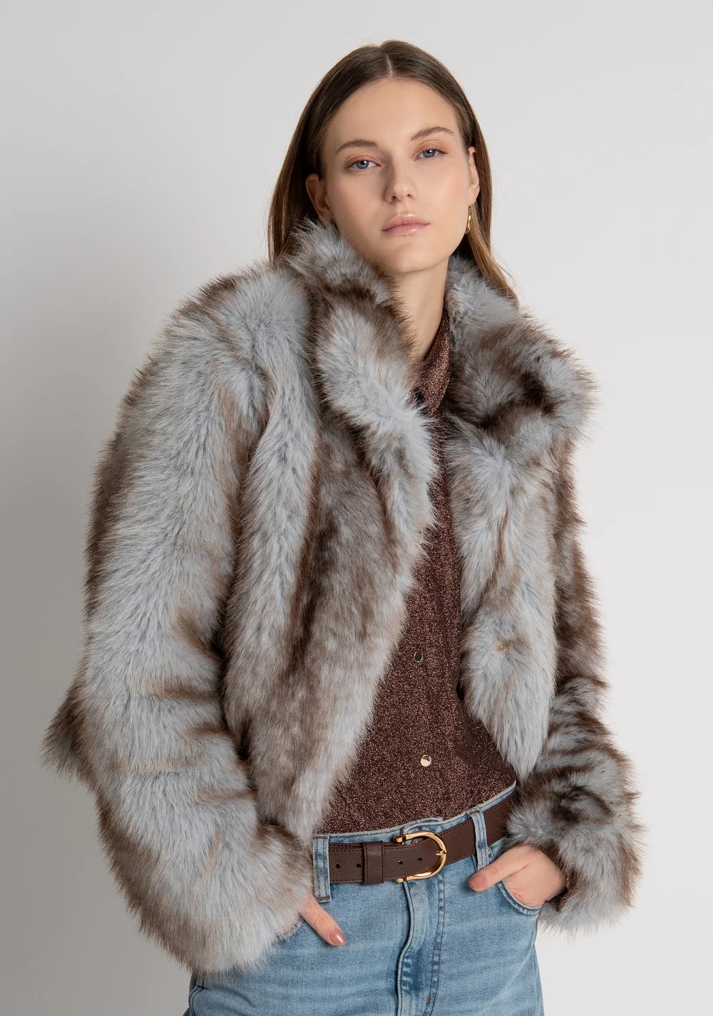 CHAQUETA PELO BICOLOR