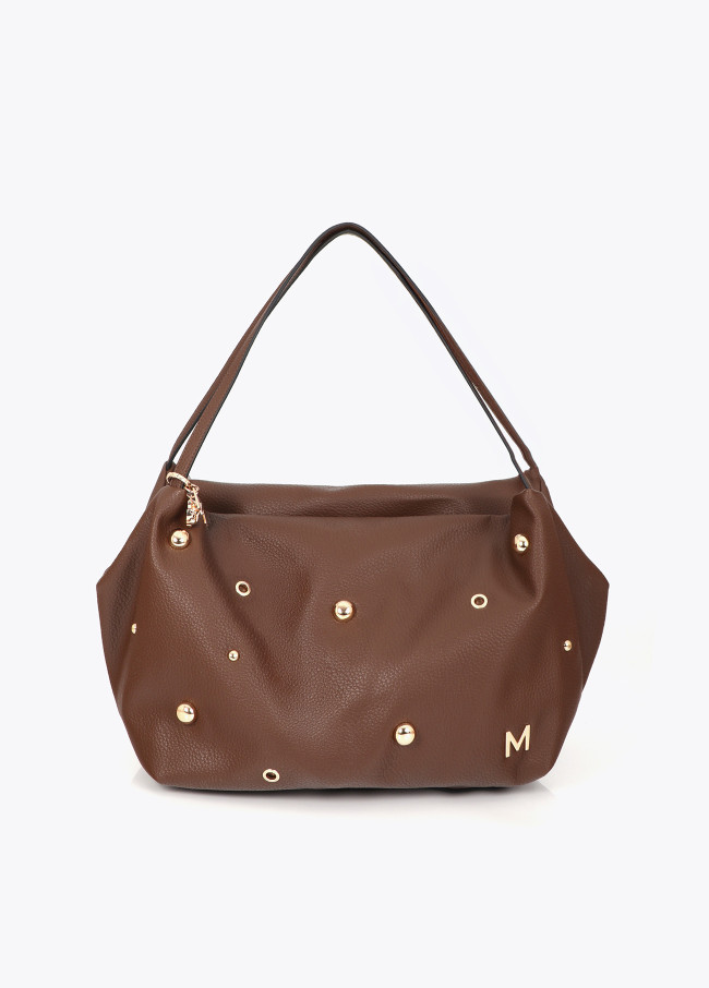 BOLSO SHOPPER MULTITACHAS MARRÓN