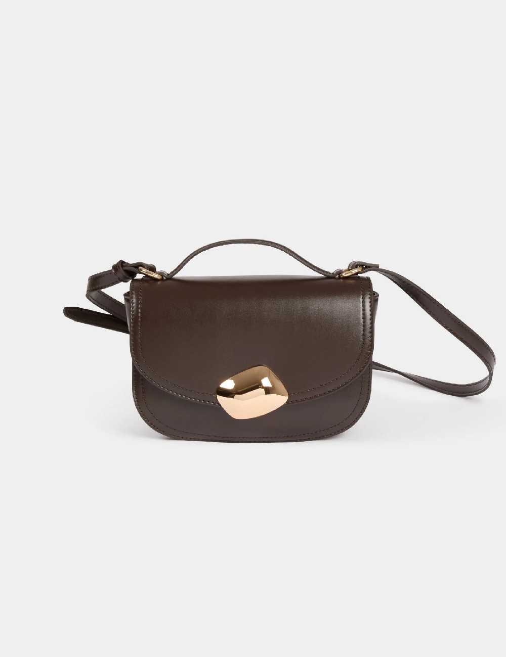 BOLSO MARRÓN CIERRE METAL