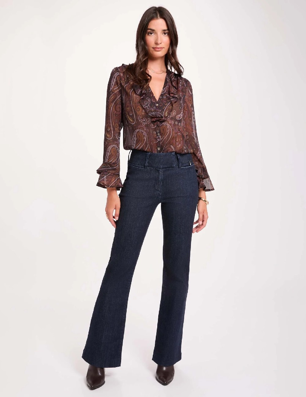 BLUSA MARRÓN ESTAMPADA CACHEMIRE